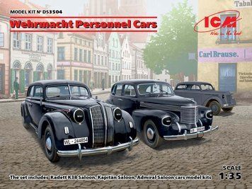 Збірна модель ICM - Легкові автомобілі Вермахту (Kadett K38 Saloon, Kapitan Saloon, Admiral Saloon) (1:35) DS 3504 фото