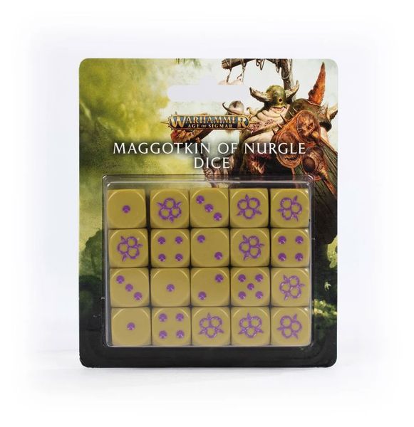 Гральні куби GW - AGE OF SIGMAR: MAGGOTKIN OF NURGLE DICE 99220201020 фото