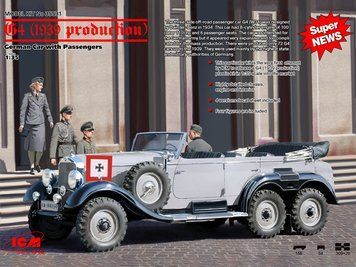 Збірна модель ICM - G4 (виробництва 1939 р.), німецький автомобіль з пасажирами (4 фігури) (1:35) 35531 фото
