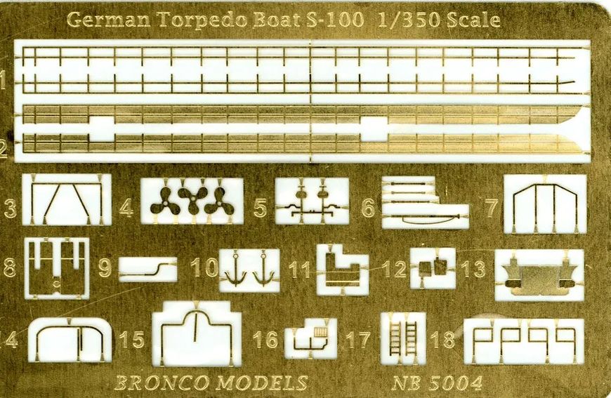 Збірна модель Bronco - 1/350 Німецький швидкісний катер класу S-100 NB5004 фото